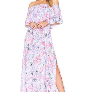 Show Me Your Mumu Purple and Pink Floral Off-Shoulder Maxi Dress
